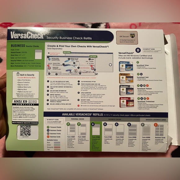 Versacheck Security Business Check Refills Form #1000 - Picture 2 of 2